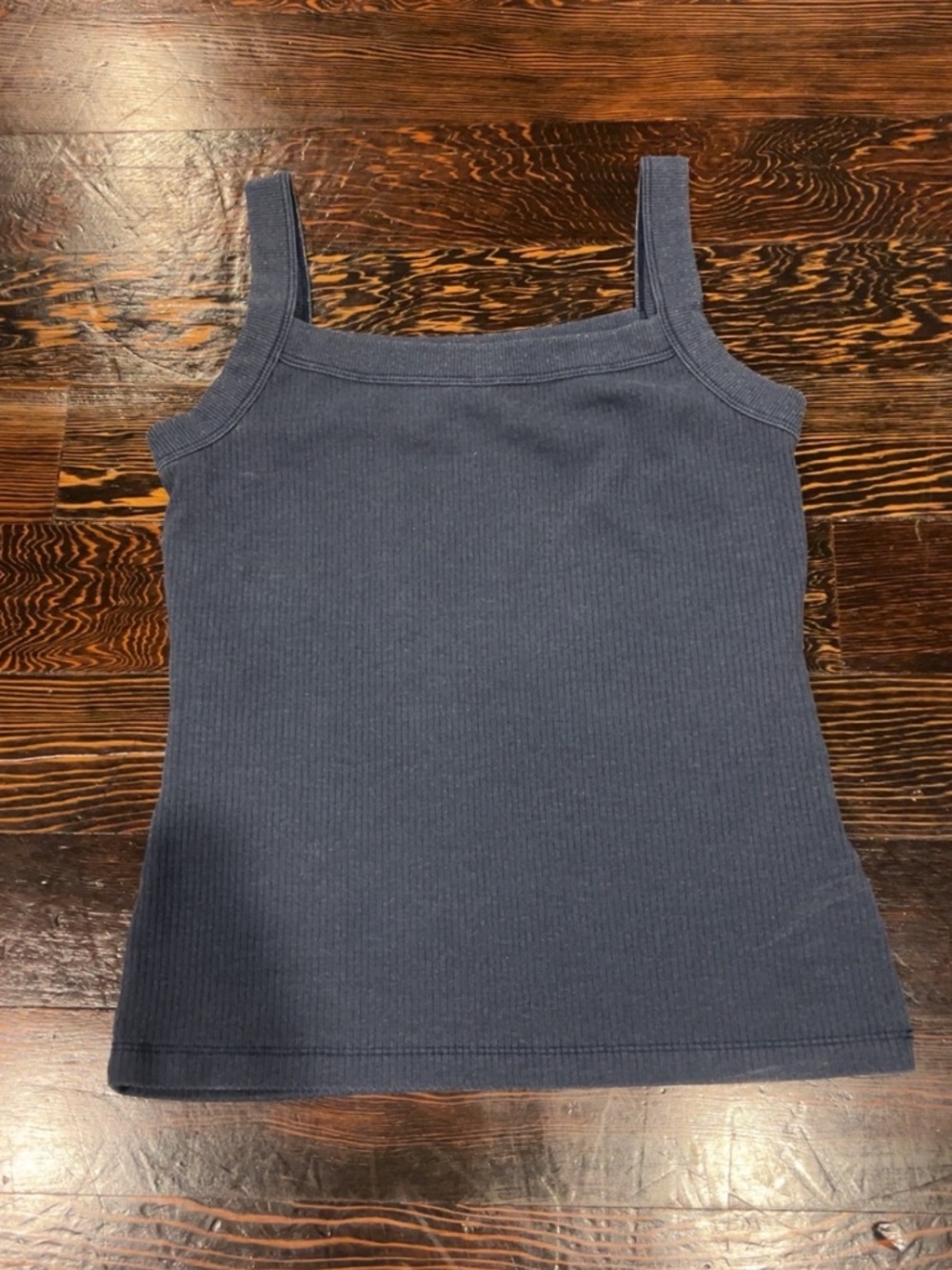 American Eagle Outfitters Navy Ribbed Square-Neck Tank